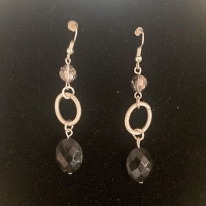 🖤🩶Silver and Black Crystal Earrings🩶🖤